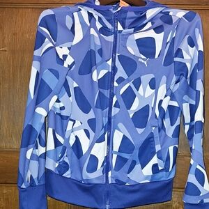 Puma Purple & White Abstract print Zip Up Hoodie.sz M